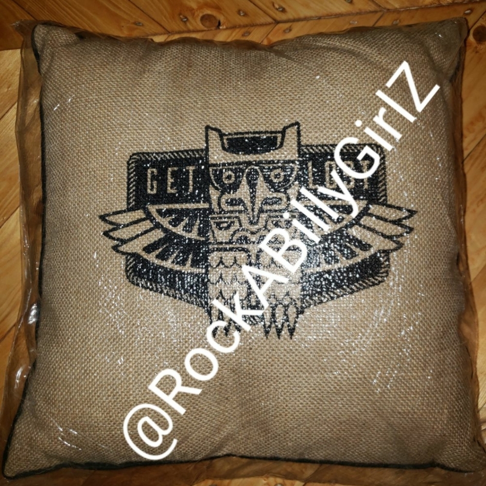 Sourpuss 12" Square Get Lost Owl Totem Pole Burlap Canvas Pillow